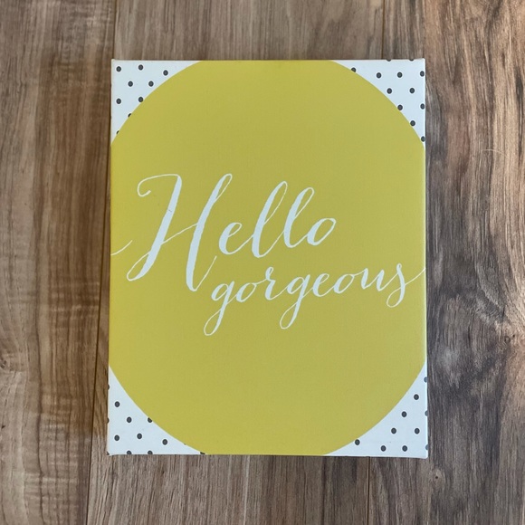 Wall Decor Hello Canvas Yellow And Grey Polka Dots Poshmark